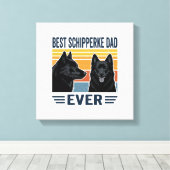 Beste Schipperke Vader Ooit Retro Hond Vector Desi Canvas Afdruk (Insitu (Houten vloer))