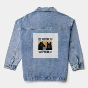 Beste Schipperke Vader Ooit Retro Hond Vector Desi Denim Jacket