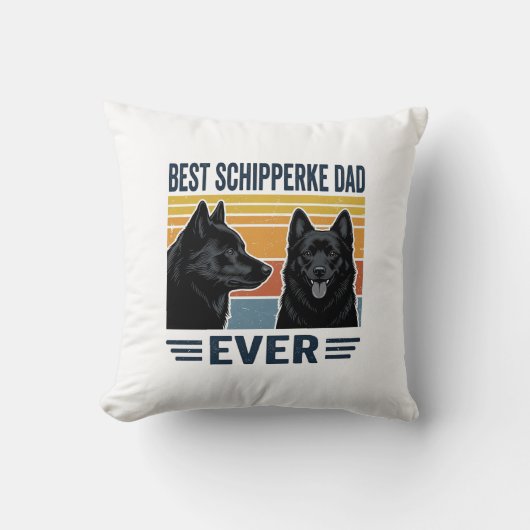Beste Schipperke Vader Ooit Retro Hond Vector Desi Kussen (Voorkant)