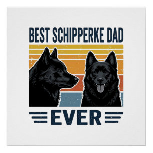 Beste Schipperke Vader Ooit Retro Hond Vector Desi Perfect Poster