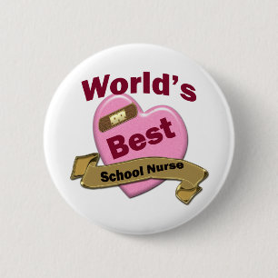 Beste schoolverpleegster ter wereld ronde button 5,7 cm