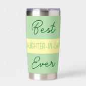 Beste schoondochter ooit gerbera bloemen groen geïsoleerde drinkbeker (Voorkant)