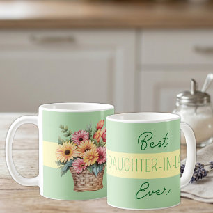 Beste schoondochter ooit gerbera bloemen groen koffiemok