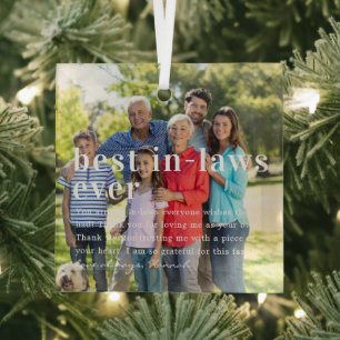 Beste Schoonfamilie Ooit Citaat & Foto Cadeau Glas Ornament