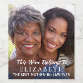 Beste schoonmoeder ooit foto gepersonaliseerd wijn etiket (Enkel label)