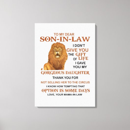 Beste schoonzoon, ik heb u mijn geweldige dochter canvas afdruk (Voorkant)