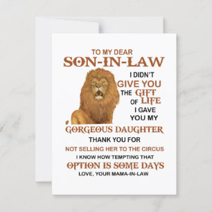 Beste schoonzoon, ik heb u mijn geweldige dochter kaart