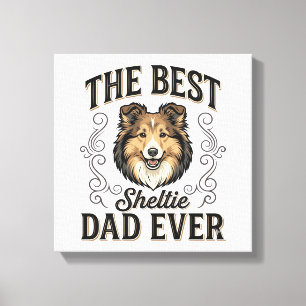 Beste Sheltie-papa ooit Vintage-hondenliefhebberde Canvas Afdruk