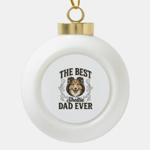 Beste Sheltie-papa ooit Vintage-hondenliefhebberde Keramische Bal Ornament