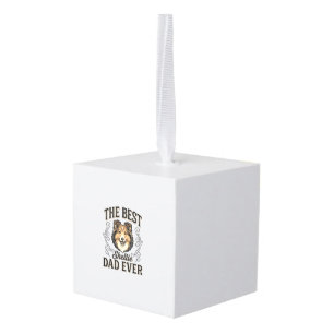 Beste Sheltie-papa ooit Vintage-hondenliefhebberde Kubus Ornament