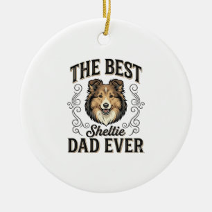 Beste Sheltie-papa ooit Vintage-hondenliefhebberon Keramisch Ornament