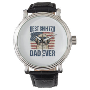 Beste Shih Tzu vader ooit Patriotische hond Horloge