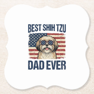 Beste Shih Tzu vader ooit Patriotische hond Kartonnen Onderzetters