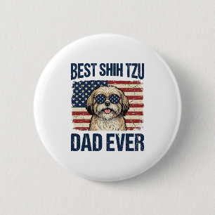 Beste Shih Tzu vader ooit Patriotische hond Ronde Button 5,7 Cm