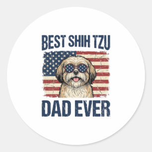 Beste Shih Tzu vader ooit Patriotische hond Ronde Sticker