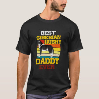 Beste Siberische Husky-hond papa ooit Retro hond v T-shirt