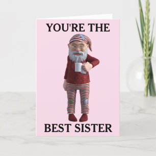BESTE SISTER BIRTHDAY GNOME ELF KAART