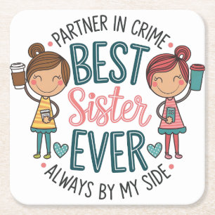 Beste Sister Design - Kunst die het Zusterschap vi Vierkante Kartonnen Onderzetter