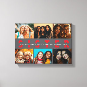Beste Sister Script Collage Foto & Namen Canvas Afdruk