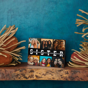Beste Sister Script Collage Foto & Namen Fotoplaat