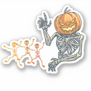 Beste skelet pompoen Sticker, Halloween Decor Sticker