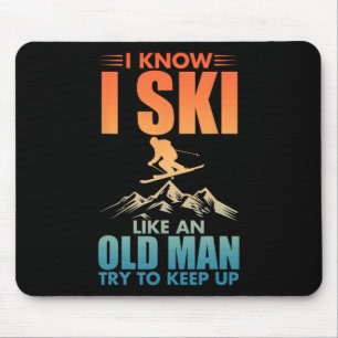 Beste ski-kunst voor opa mannen skien Nordic skiër Muismat