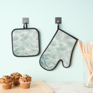 Beste Solid Color Silver gewatteerde hittebescherm Ovenwant & Pannenlap Set