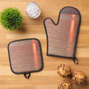 Beste Solid Color Silver gewatteerde hittebescherm Ovenwant & Pannenlap Set