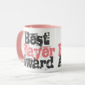 Beste Speler Award in Roze en Grijze Mok (Voorkant links)