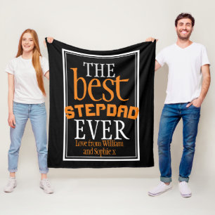 Beste stepdad ooit typografie zwart fleece deken