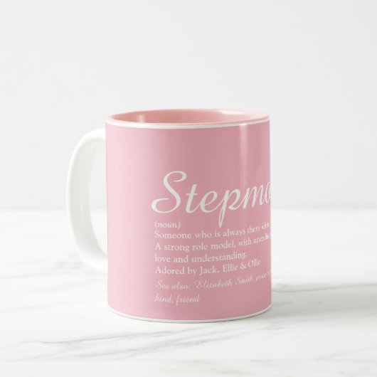 Beste Stepmam, Stepmoeder Definition Script Roze Tweekleurige Koffiemok (Voorkant links)
