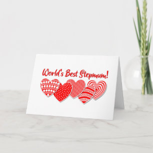 Beste Stepmum Red Decorative Hearts ter wereld Kaart