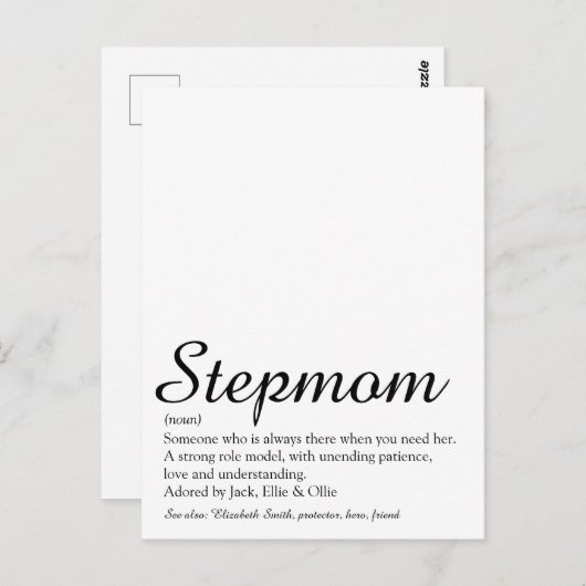 Beste Stiefmoeder, Stiefmoeder Definitie Script Briefkaart (Voorkant / Achterkant)