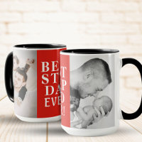 Beste stiefvader ooit 2 foto collage rood