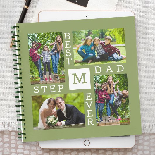 Beste stiefvader ooit 4 fotocollage monogram notitieboek