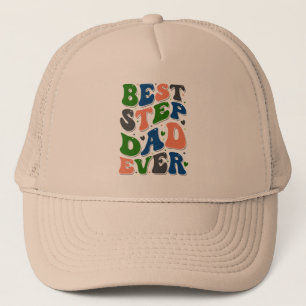 Beste stiefvader ooit Kleurrijke retro typografie Trucker Pet
