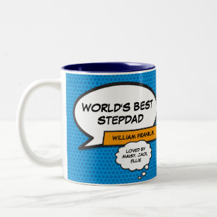 Beste stiefvader ooit, leuk stripboek voor stiefva tweekleurige koffiemok
