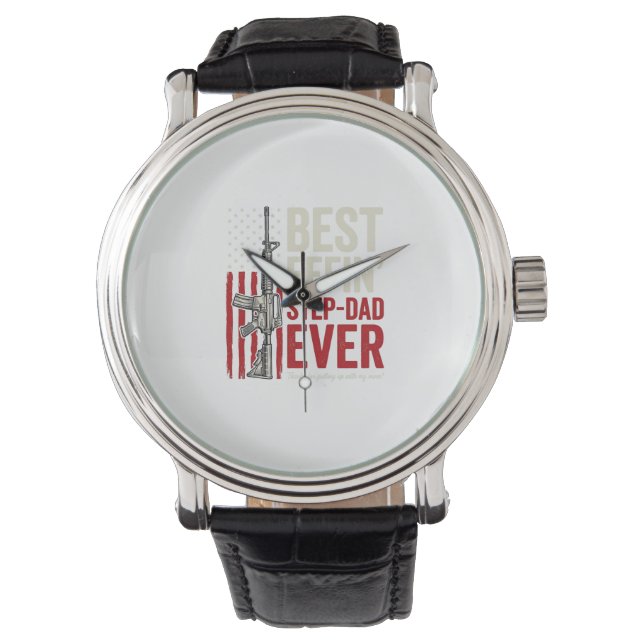 Beste Stiefvader Ooit Patriottische Vintage Vector Horloge (Voorkant)
