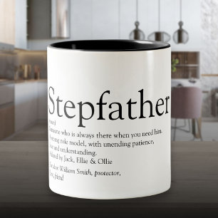 Beste stiefvader ter wereld, definitie van stiefva tweekleurige koffiemok