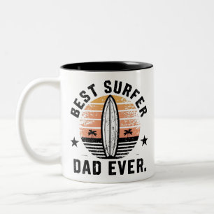 Beste surfer papa ooit tweekleurige koffiemok