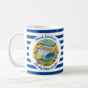 Beste Surfer Sunshine Nautical Navy Stripe Porthol Koffiemok