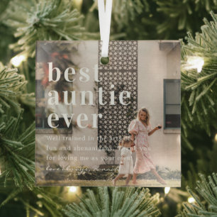 Beste tante Ever Citaat- en fotocadeau Glas Ornament