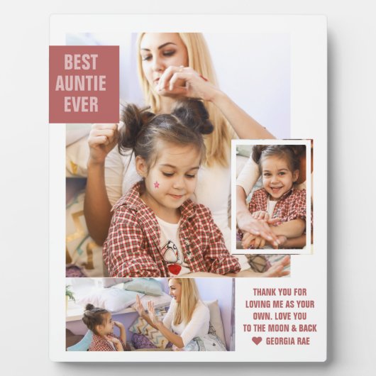 Beste tante Ever | Moderne fotocollage Plaque Fotoplaat (Voorkant)