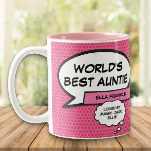 Beste Tante Oma Leuk Coole Strips Vrouwelijk Roze Tweekleurige Koffiemok