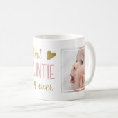Beste tante ooit 2 foto roze en gouden keepsake koffiemok (Voorkant rechts)