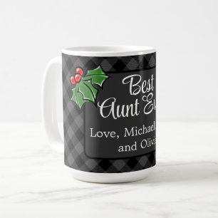 Beste tante ooit Kerstmis klassiek grijs Plaid Hol Koffiemok
