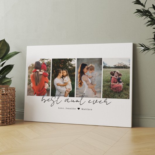 Beste Tante Ooit Modern Script 4 Foto's Collage Gi Canvas Afdruk