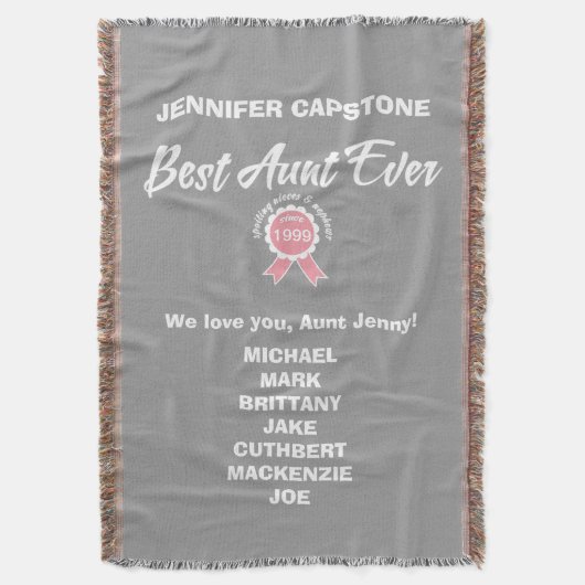  beste tante ooit roze lint deken (Voorkant Verticaal)