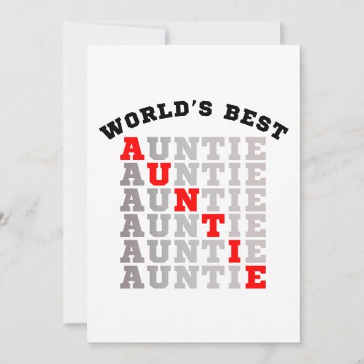 Beste tante ter wereld kaart (Voorkant)