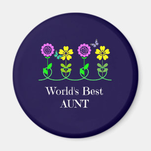 Beste tante van de wereld, bloemen en vlinders magneet